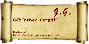 Günther Gergő névjegykártya